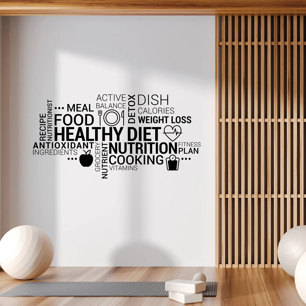 Nutrition Fitness Health - ملهمة صحية الأكل الفينيل الجدار ملصق